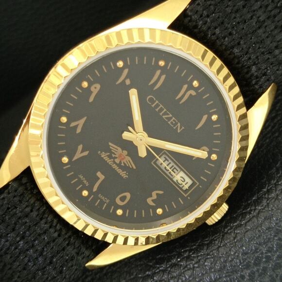Citizen Other - Vintage 1979 Citizen Automatic Mens Gold Watch W/daydate & Black accents